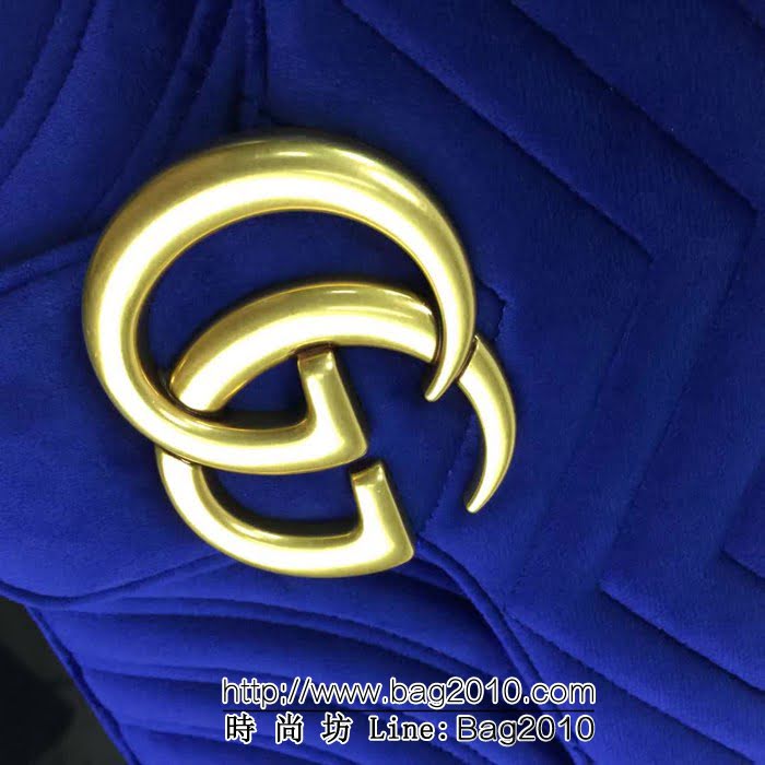 GUCCI古馳頂級原單 新款專櫃品質 實物實拍 443496天鵝絨寶藍鏈條單肩斜跨包 HY1266